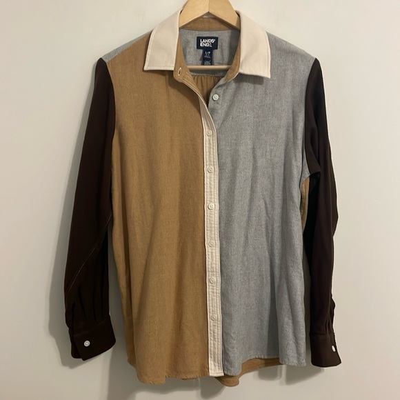 Lands End flannel boyfriend fit button down - Picture 1 of 7